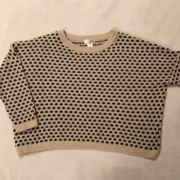 Freeway wool blend boxy sweater in tan with black dots L XL 1X - Picture 3 of 11